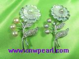 layer flower shell brooch with bread pearl wholesale